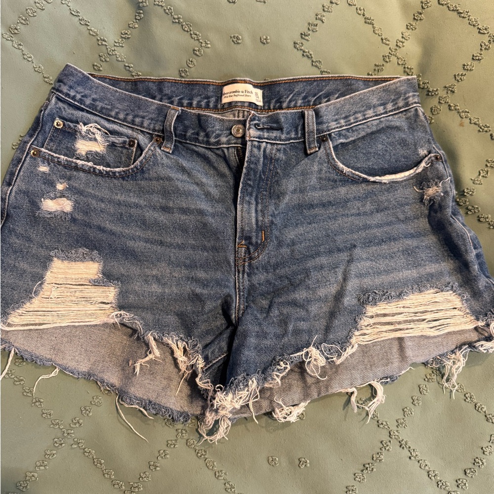 Abercrombie & Fitch Blue Distressed Jean Shorts